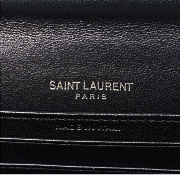 YSL crossbody Metallic Ayers Monogram Toy Kate Strap Wallet Blue Black - Picture 5 of 6
